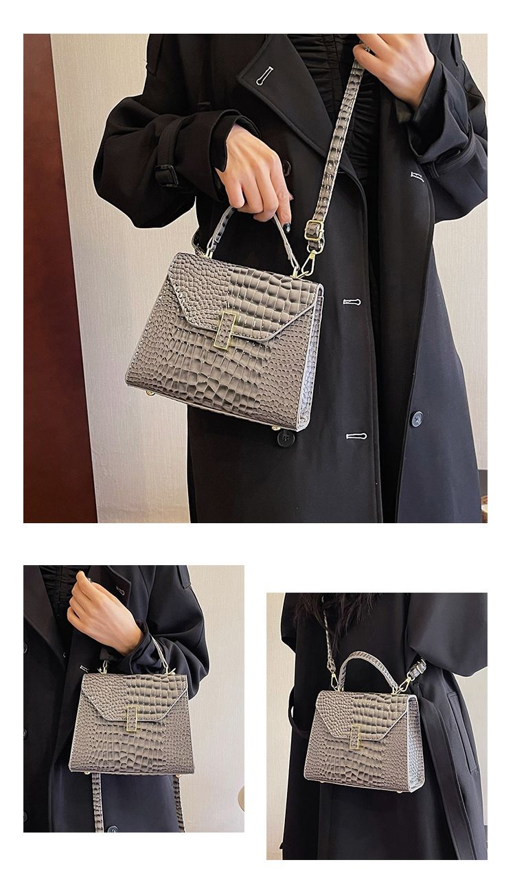Sac à main en cuir laqué de grande capacité pour femmes, motif de pierre, épaule unique diagonale, vent croisé, nouvelle collection automne/hiver 2023_voghion.com
