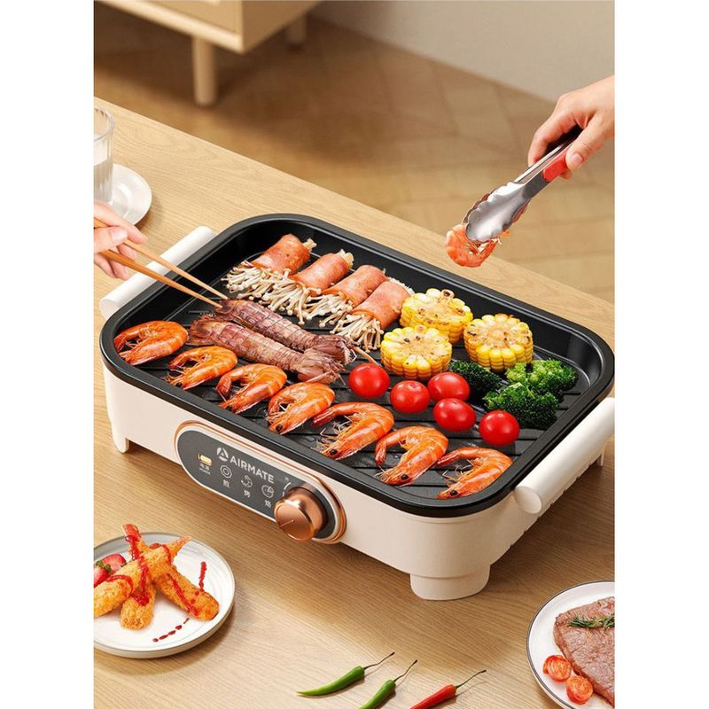 Barbacoa pequeña Airmate, olla eléctrica multifuncional, sartén antiadherente para el hogar_voghion.com