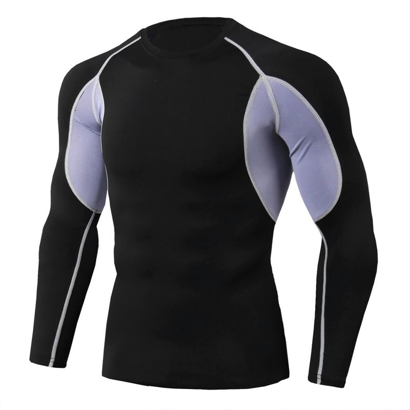 Erkek Vücut Geliştirme Spor Tişörtü Hızlı Kuru Koşu Tişörtü Uzun Kollu Sıkıştırma Üst Spor Tişörtü Erkek Fitness Sıkı Rashgard_voghion.com