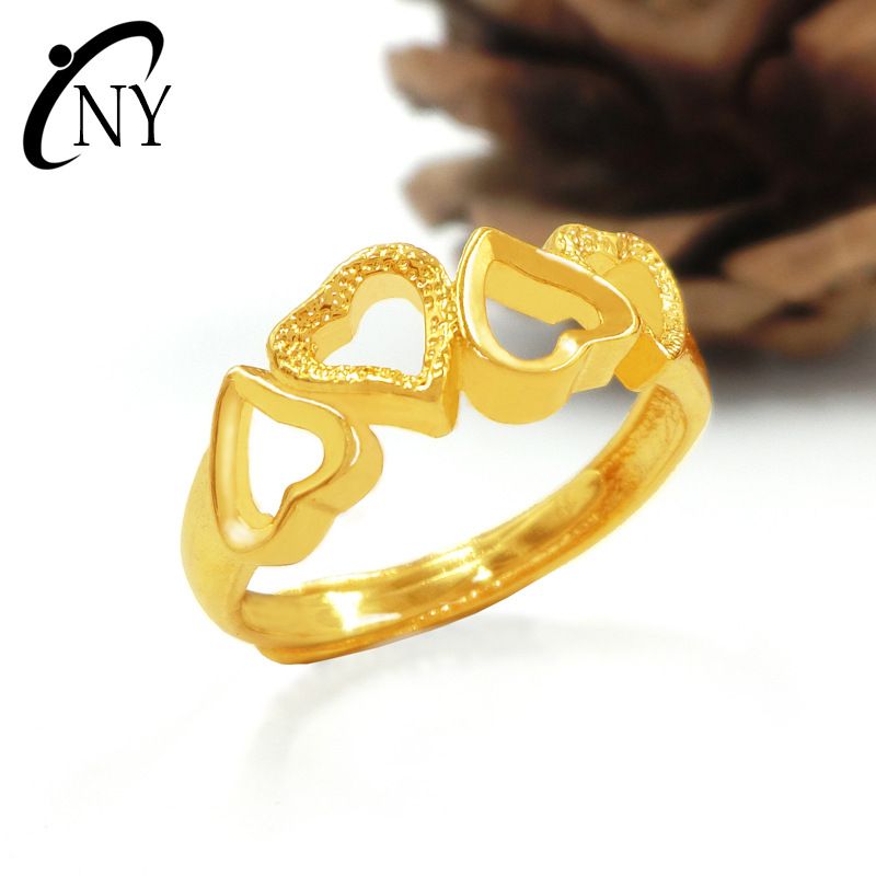 Brass Jewelry Women, Hollowed Out Connected And Open Mouth, Four Heart Ring For Women_voghion.com