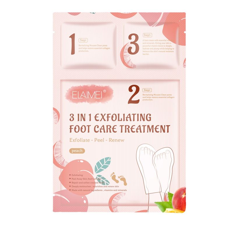 Maschera per i piedi tre in uno alla pesca ELAIMEI deterge in profondità e nutre la pelle, rimuovendo calli, desquamazione e pelle morta._voghion.com