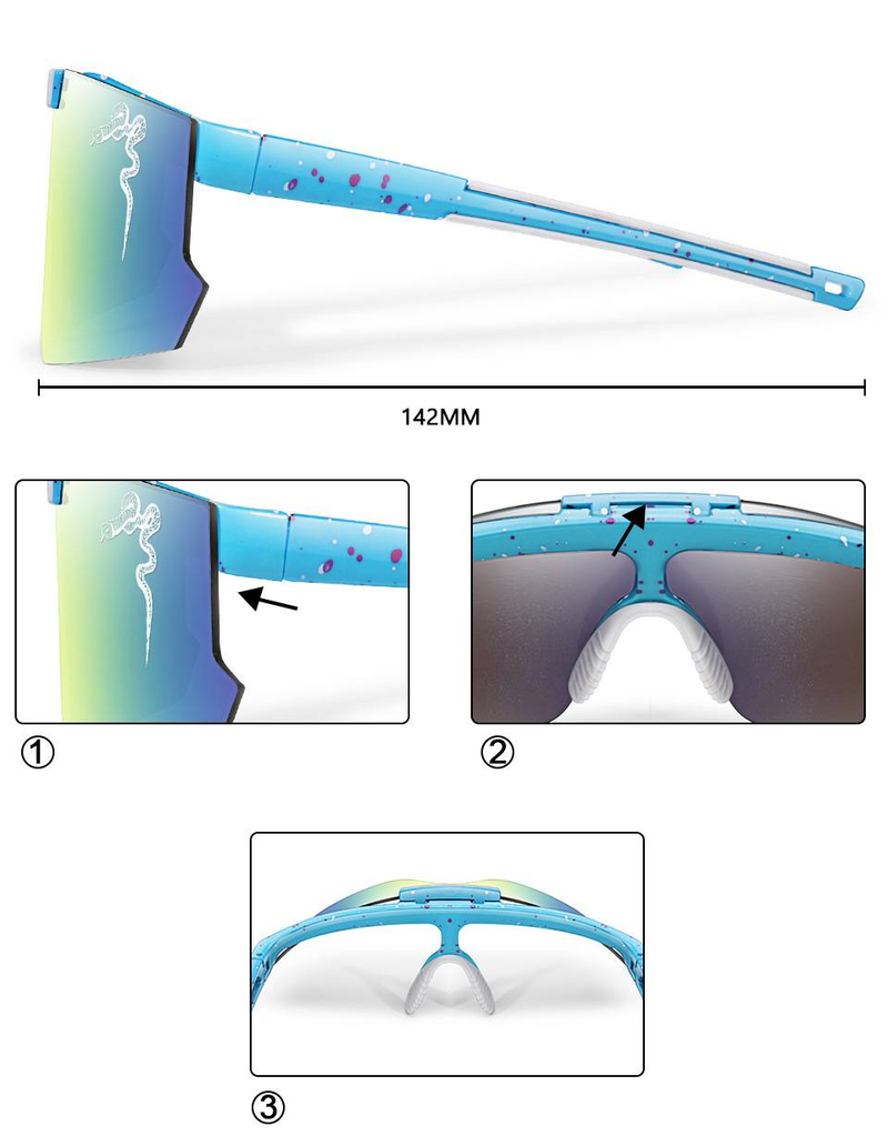 Sidewinder solglasögon populära flip-top PC utan polarisering, bästsäljande sportcyklingssolglasögon i Europa och Amerika_voghion.com