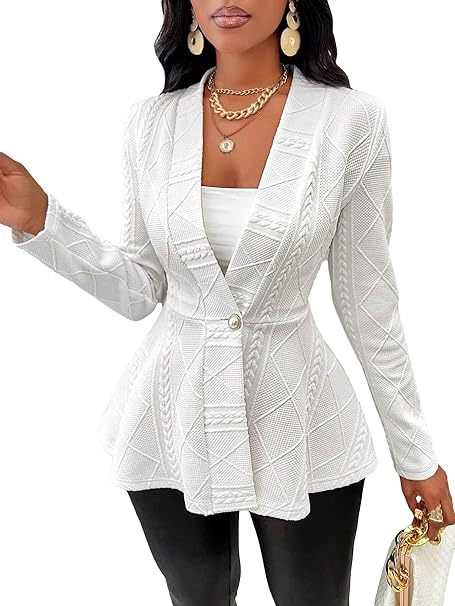 Women's Clothing new casual texture single button green fruit collar long sleeved top jacket_voghion.com