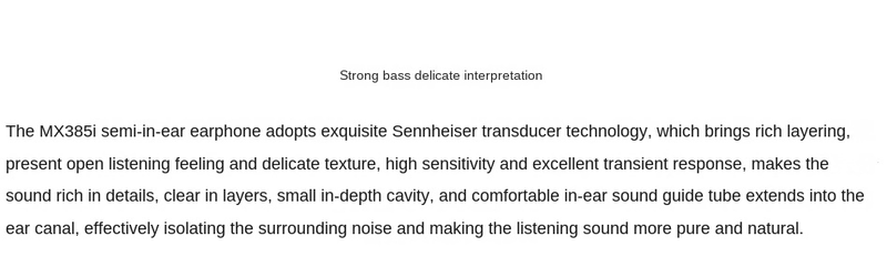 „Sennheiser MX385i“ pusiau į ausis įstatomos žemų dažnių ausinės su laidiniu ryšiu, nuotolinio valdymo pultu ir mikrofonu, universalios „Typec“ ausinės._voghion.com
