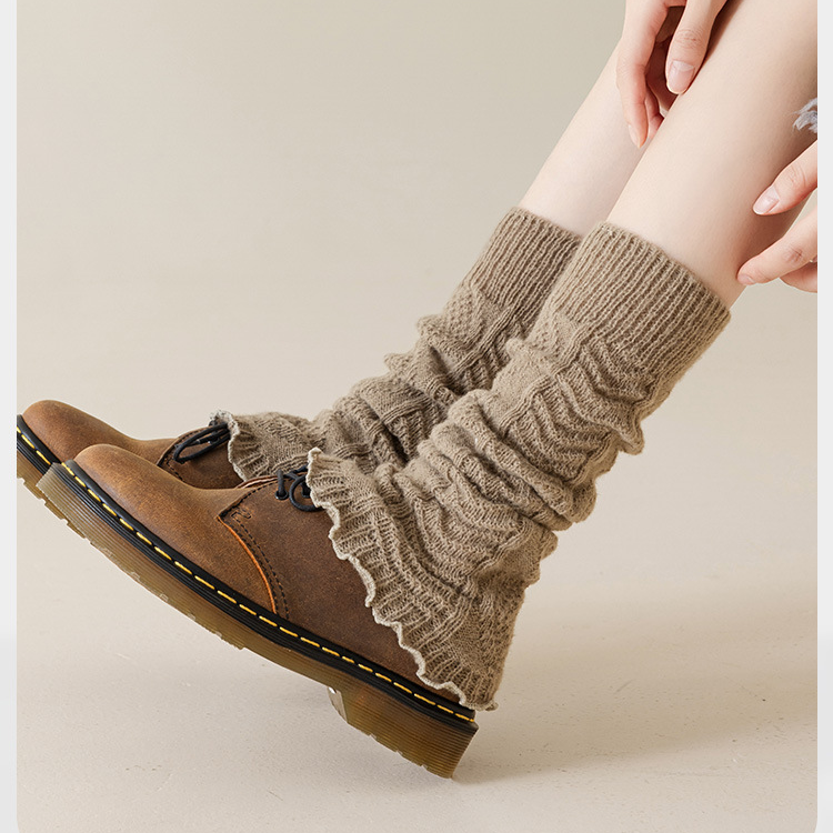 Damen Herbst und Winter einfarbig gerade Röhre warm, Schweiß absorbierend, Deodorant atmungsaktiv Y2k Mittelröhre gestrickt Beinabdeckung_voghion.com