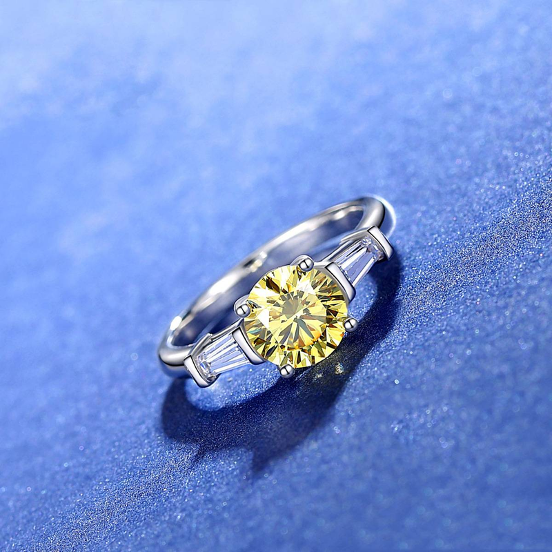 Sterling sølv Moissanit ring Tang importeret simuleringsdiamant temperament gul diamant fingerring_voghion.com