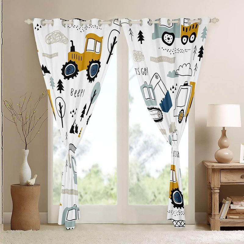 Cartoon-Auto-Kindervorhänge für Schlafzimmer, Wohnzimmer, Bau, Verdunkelungsvorhänge, Ausrüstungsvorhänge_voghion.com