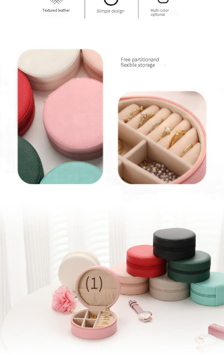 Runde Schmuckschatulle mit Reißverschluss – Reise-Organizer für Ringe, Ohrringe, Halsketten und Armbänder (kompakt, mehrlagige Aufbewahrung, Samtfutter)_voghion.com