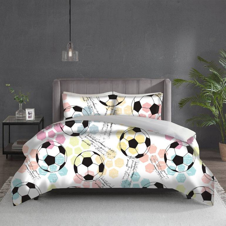 Fußball-Bettwäscheset mit Digitaldruck – Gebürsteter Poly-Baumwoll-Stoff – 14 Größen (90 x 90 cm bis 260 x 220 cm)_voghion.com