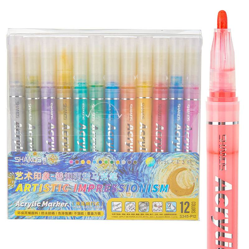 Set di pennarelli acrilici da 24 colori: impermeabili, ad asciugatura rapida, colori vivaci per fai da te, graffiti, schizzi e materiale scolastico_voghion.com