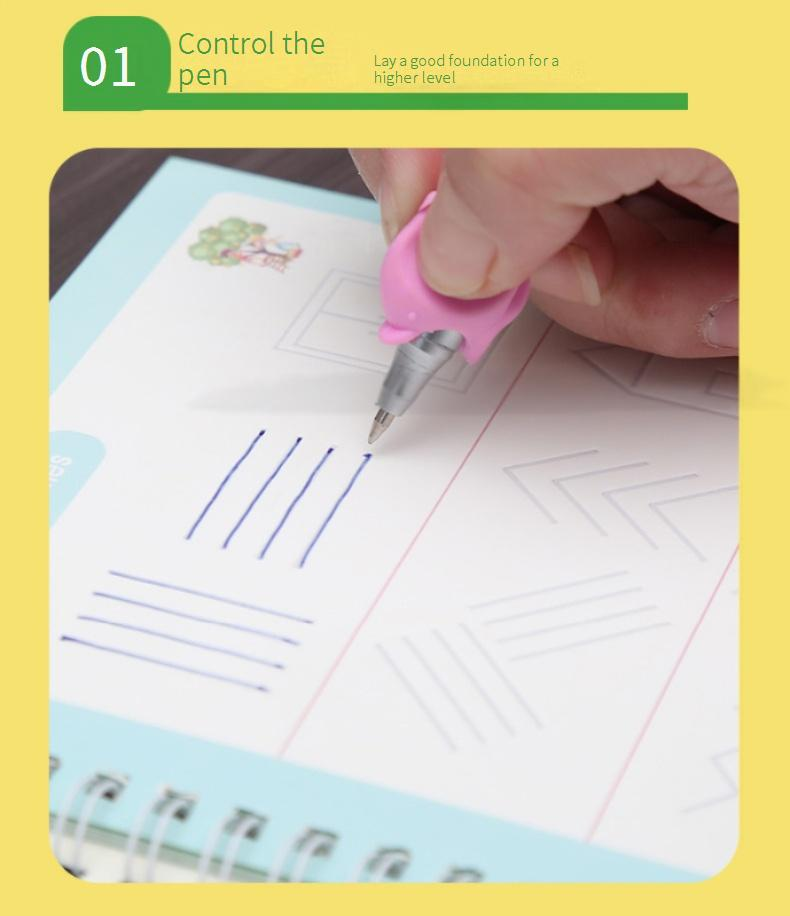 Tutuyu Groove Handwriting Practice Book Set For Kids - 4 Preschool Tracing Workbooks With Pencil, Refills & Grip Trainer (18.8x13cm)_voghion.com