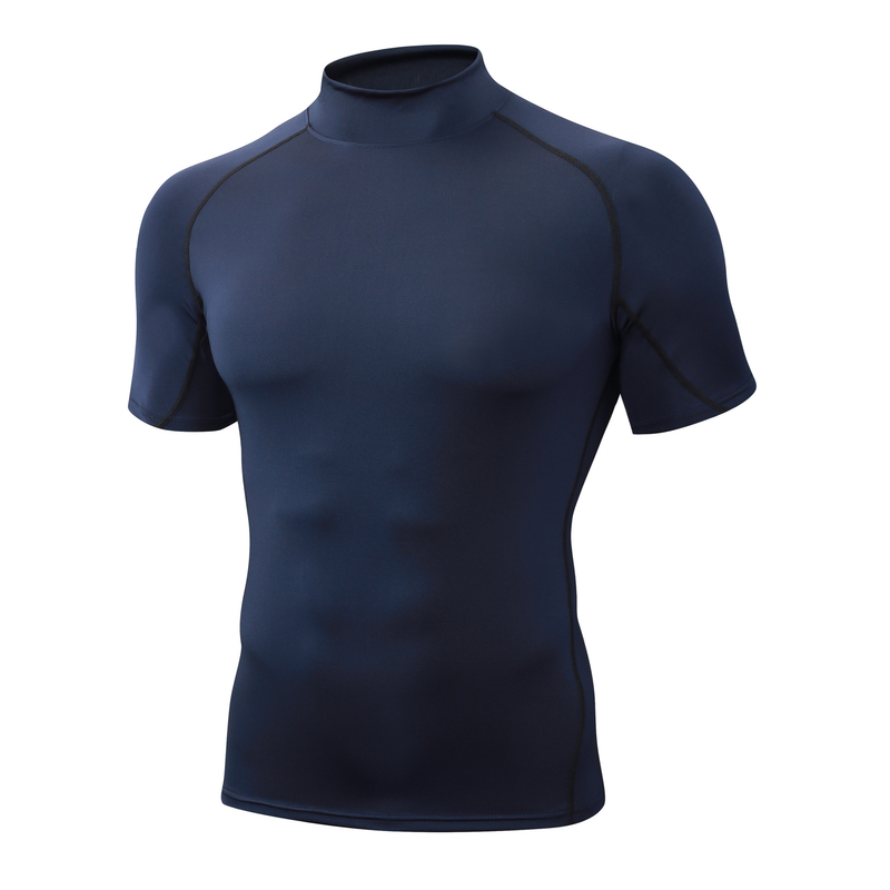 Men's High Neck Compression T-Shirt - Quick Dry Stretch Fitness Shirt For Running, Gym & Workout - Moisture Wicking Breathable Athletic Top_voghion.com