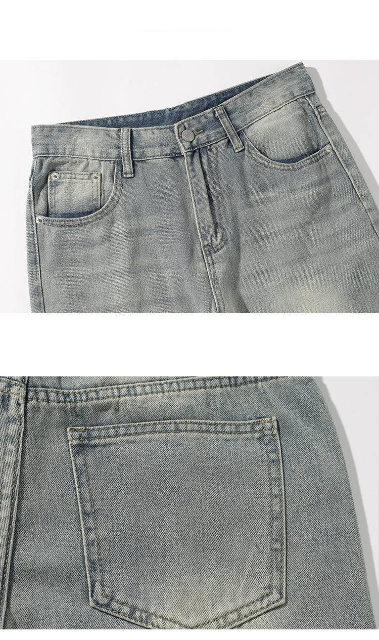 Herrenbekleidung Distressed Blue Jeans – Vintage Washed Streetwear Hose, High Waist Relaxed Fit, Y2K Baggy Denim für Urban & Skate Style (M-5XL)_voghion.com