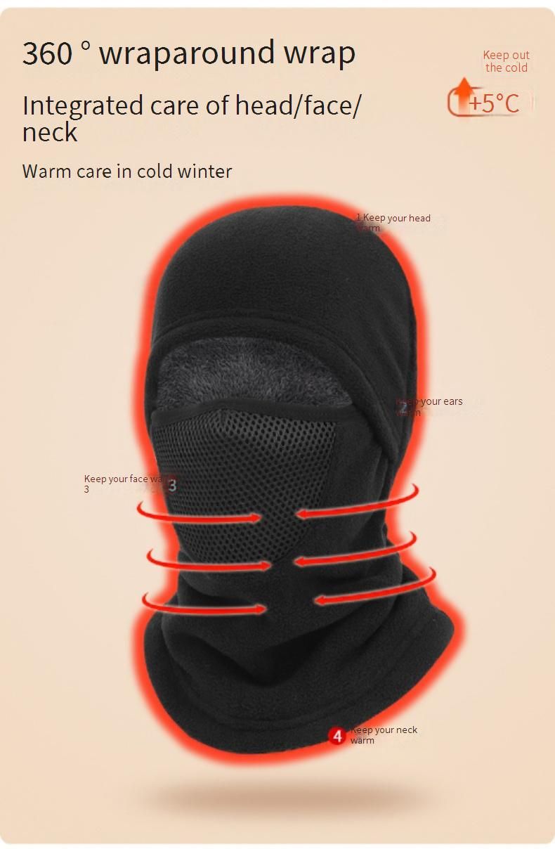 Thermal Windproof Balaclava For Cycling Skiing Outdoor Sports - Double-Layer Fleece Face Mask Unisex Cold Weather Protection (Black, Dark Gray, Navy)_voghion.com