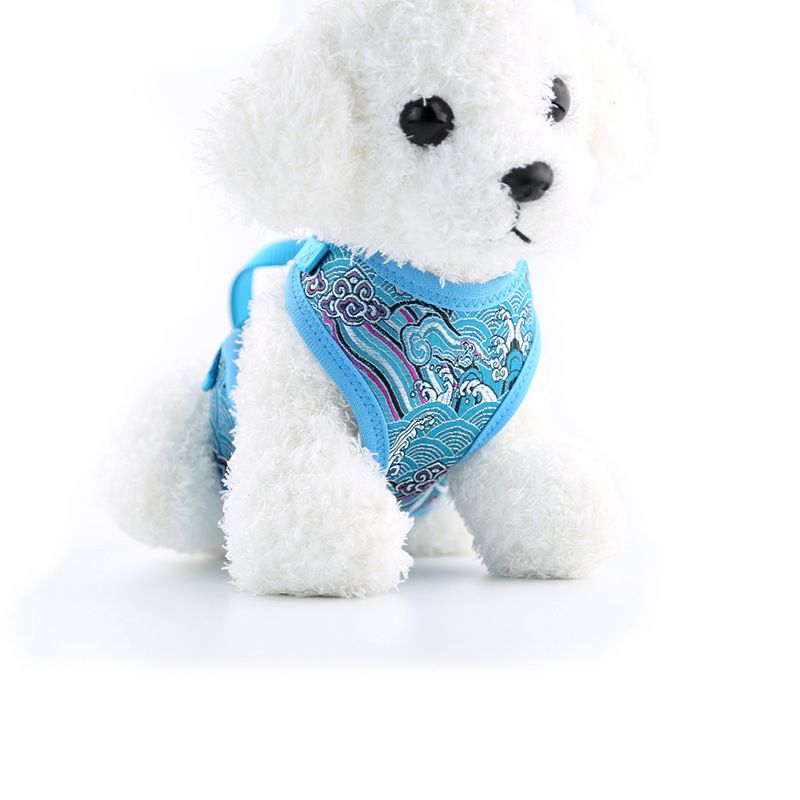 Haustier bestickt traditionelle Handwerk Katze verstellbar atmungsaktiv Mesh Hund Brustgeschirr_voghion.com