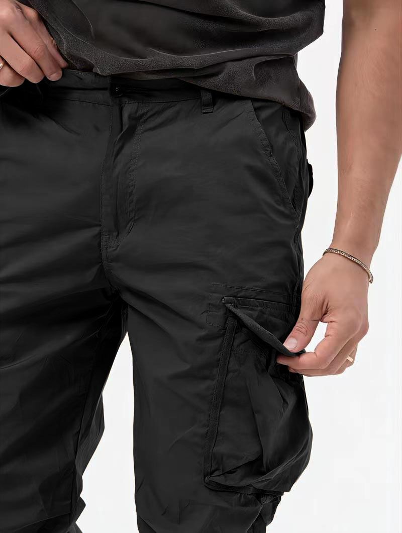 Men's Clothing Three Dimensional Bag Woven Cargo Pants Tie Belt Leggings Casual Pants Solid Color Men's Pants_voghion.com