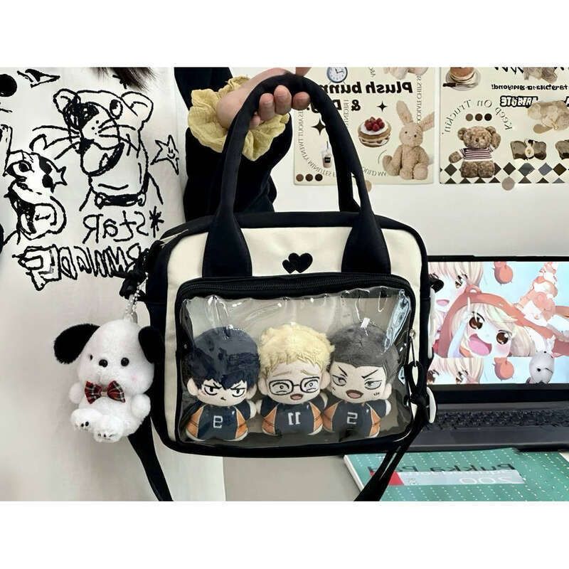 Einfarbige Anime-Umhängetasche mit großer Kapazität, multifunktionale Doppelschulter, Hirsestreifen, Schmerz-Babytasche_voghion.com