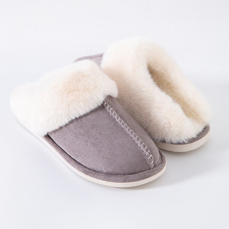 Cotton Autumn Winter Memory Foam Suede Fleece Warm Indoor Home Slippers For Men And Women_voghion.com