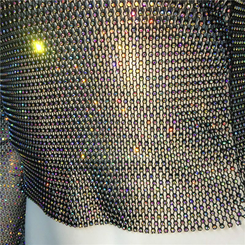Maglietta da pesca con strass, a maniche lunghe, girocollo, leggera e di lusso, da donna, con look scintillante, alla moda e di tendenza._voghion.com
