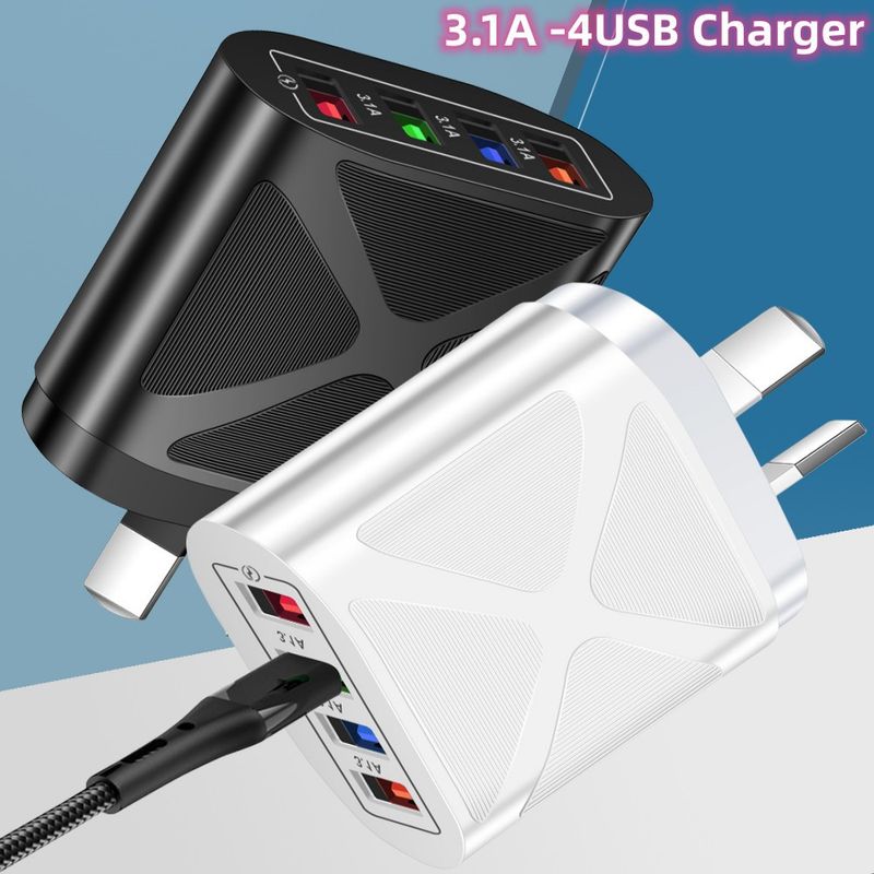 Music Festival  AU 4USB Mobile Phone Charger 3.1A Multi port Charging Head British Australian Korean Indian Standard_voghion.com