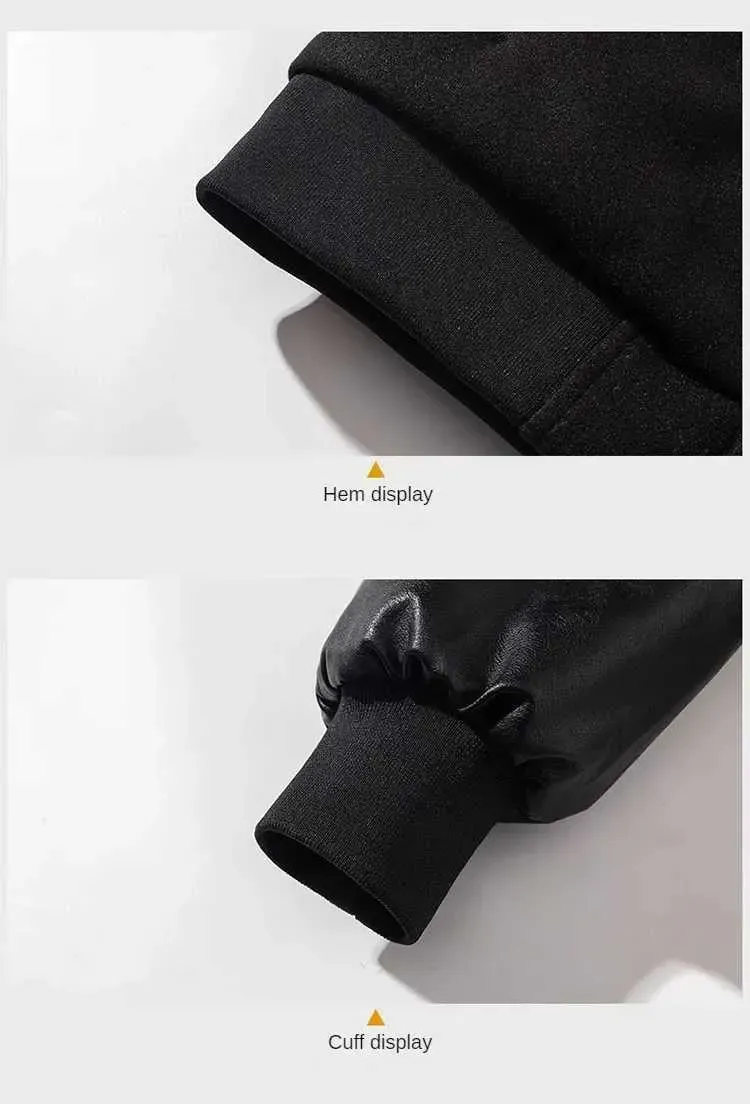 Vestes en cuir, vestes rouges : veste de baseball tendance, vestes d'hiver en fourrure pour hommes - Parka chaude boutonnée style universitaire_voghion.com