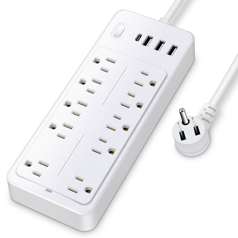 Travel-Specific American Standard US Canada Plug Socket Power Strip 8-Outlet Extension Cord For Overseas Regions_voghion.com