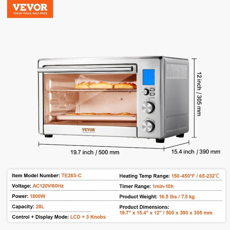 Use Countertop Baker 10-IN-1 For Convection 1800W Home 28L Oven Toaster_voghion.com