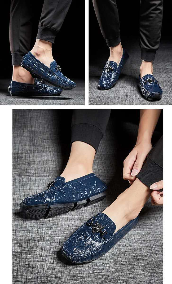 Ins Bomb Street Fashion Crocodile Bean Schuhe Herren Echtes Leder Society 2023 Neue Winter_voghion.com