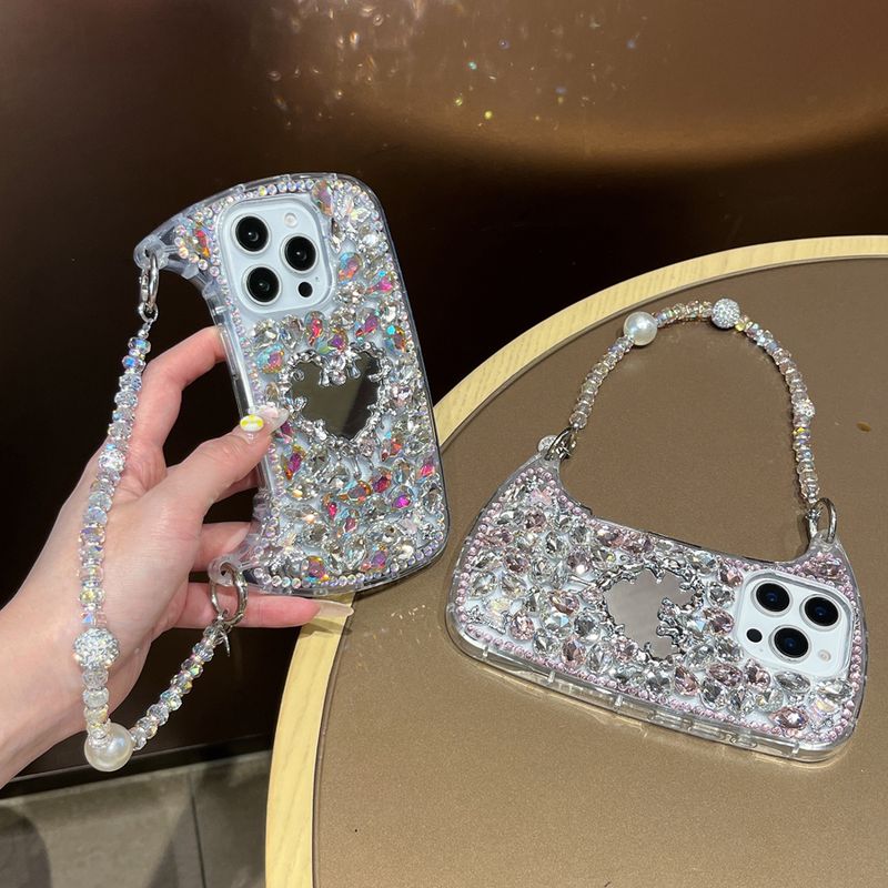 3D Bling Diamant Strass Handyhülle für iPhone 17 Air 16 15 14 Plus 13 12 Pro Max 11 Glitzer Glitzer Handtasche Stil Hülle_voghion.com