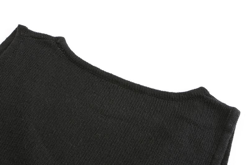 Women's Clothing summer fashion casual deep V-neck vest drawstring knitted women's sweater suit two-piece set_voghion.com