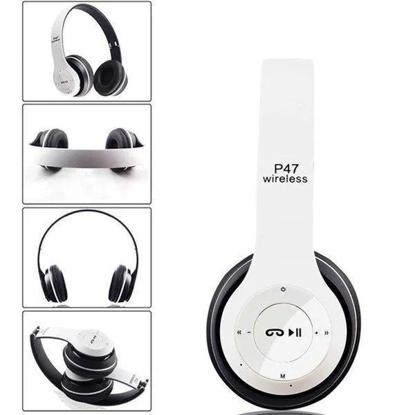 Auriculares inalámbricos Bluetooth estéreo con graves, plegables, con micrófono, radio FM, reproducción de tarjeta TF_voghion.com