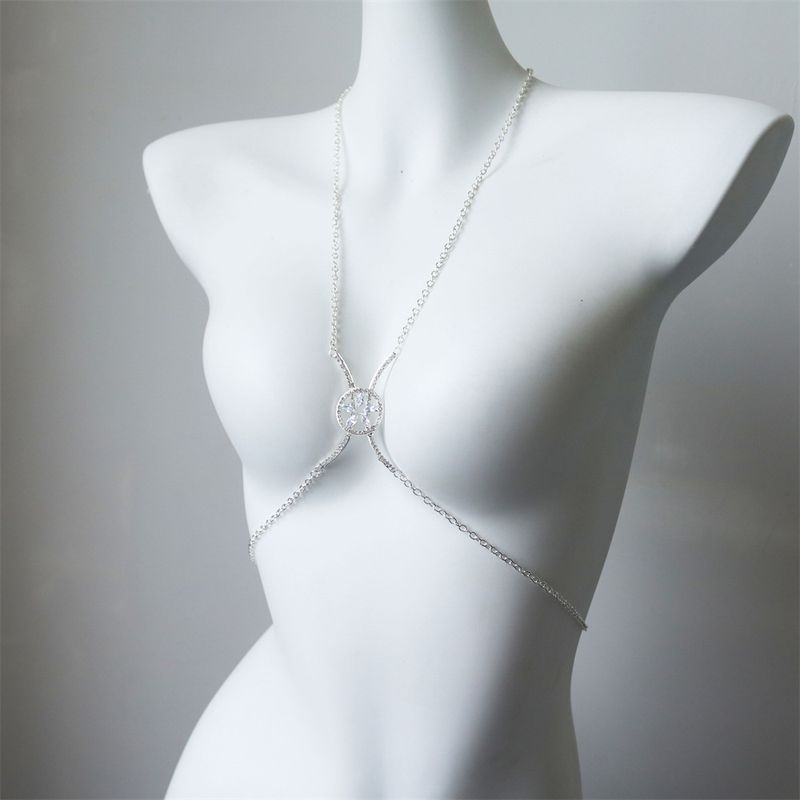 Eleganter Körperkettenschmuck, sexy minimalistische runde Halskette, Bikini-Brustgeschirr-Accessoire, perfekt für Hochzeiten, Partys und Strandurlaube_voghion.com
