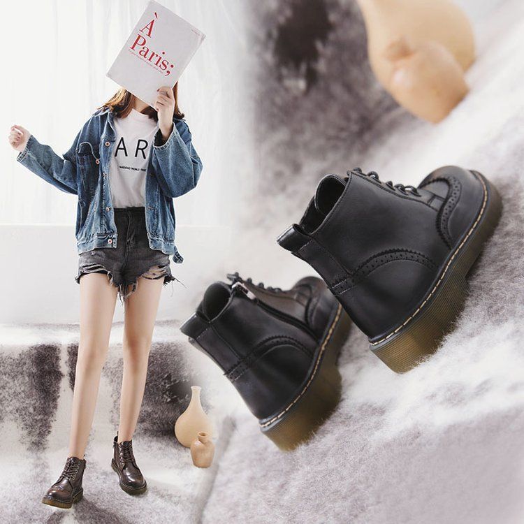 2022 New European And American Fashion Low Short Martin Boots Brogue Women's Shoes Cross-Border Supply_voghion.com