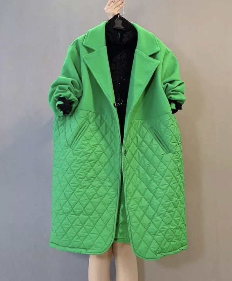 Abbigliamento da donna, taglie forti ispessite, che copre la carne, dimagrante, cappotto di media lunghezza che unisce grasso alla moda e abbigliamento in cotone_voghion.com