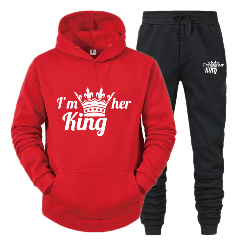 KING QUEEN Pull Ensemble deux pièces de sport décontracté pour hommes et femmes_voghion.com