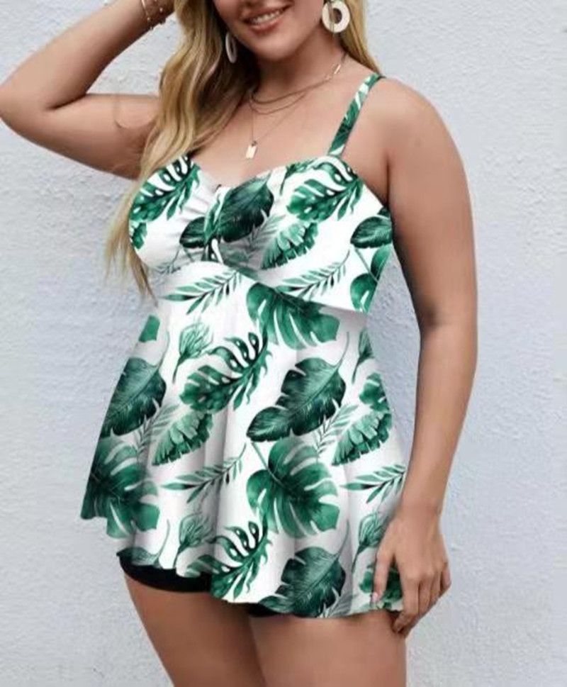2022 Langqi New Tankini Large Fat Po Flat Corner Conservative Women's Skirt Swimsuit_voghion.com
