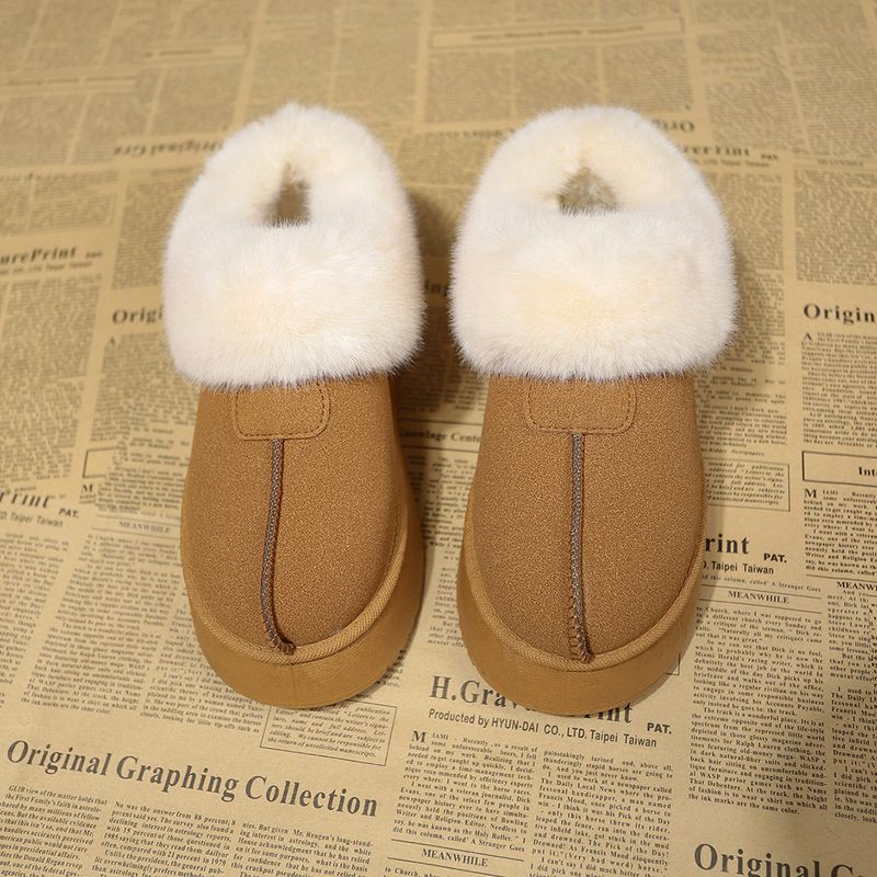 Botas de neve femininas plataforma com bico arredondado forrado com pelúcia_voghion.com