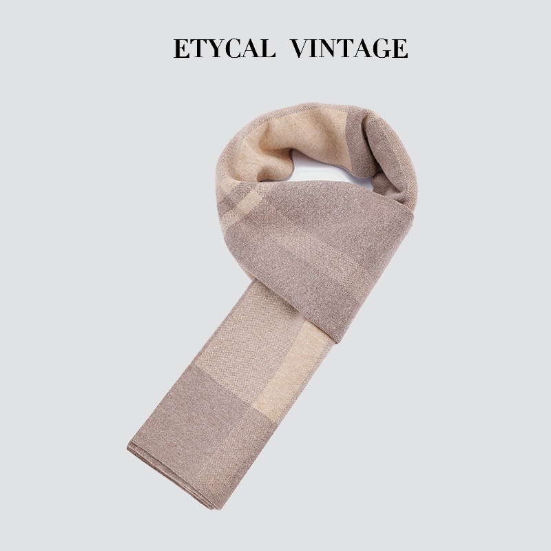 Klassesche karierten Härenschal aus Wollmix Hierscht/Wanter gestrickte Männerschal fir all Match_voghion.com