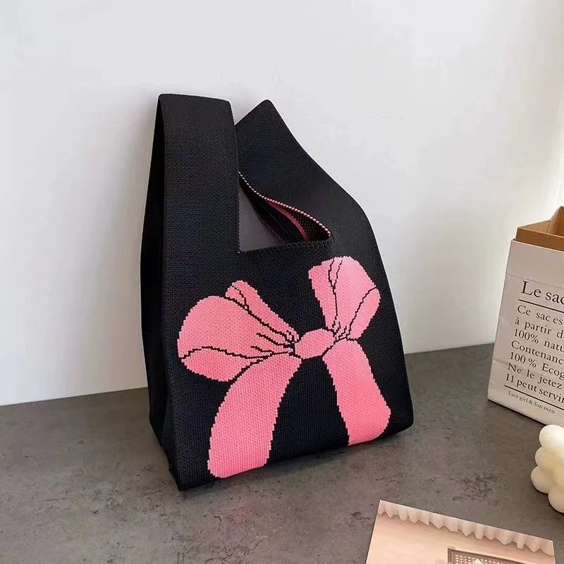 ins Panda Borsa a mano Borsa da donna Borsa in maglia Borsa a secchiello in lana con regalo a mano Borsa tote Borsa per il pranzo in scatola_voghion.com