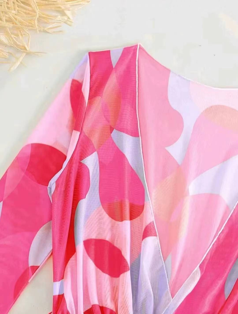Traje de baño europeo nuevo de tres piezas 2024 Bikini de mujer Bikini de una pieza con manga larga y parte superior de malla_voghion.com