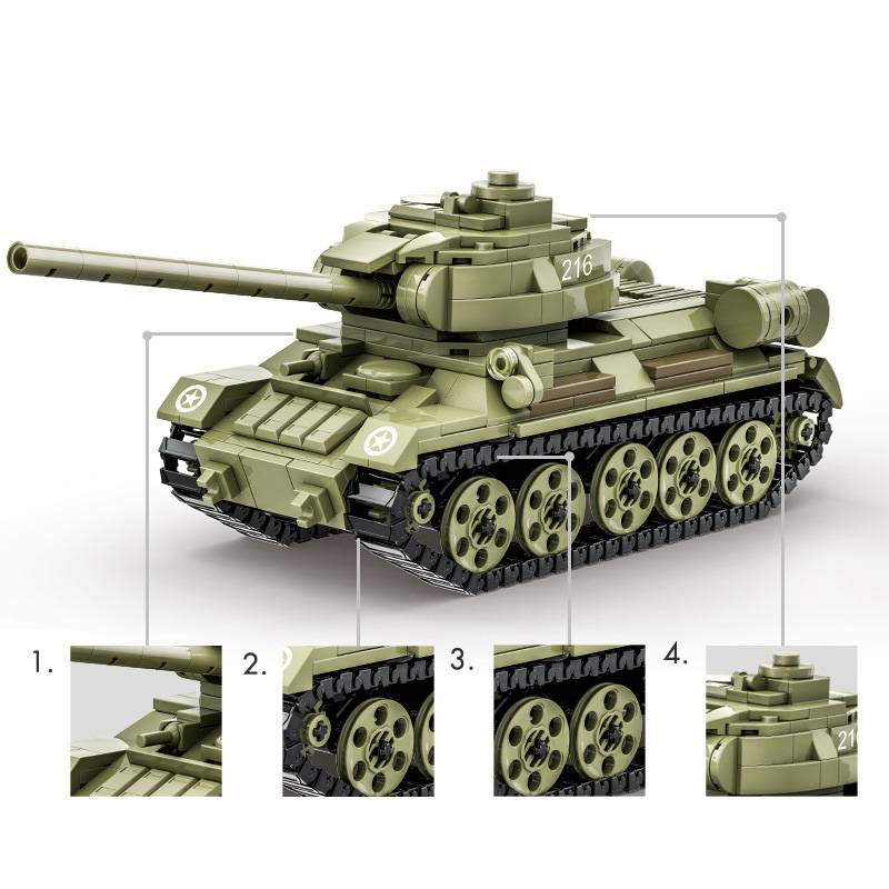 Antrojo pasaulinio karo karinis klasikinis modelis T-34/85 Medium Tank Collection Ornamentas Statybiniai blokai Plytos kalėdiniai žaislai_voghion.com