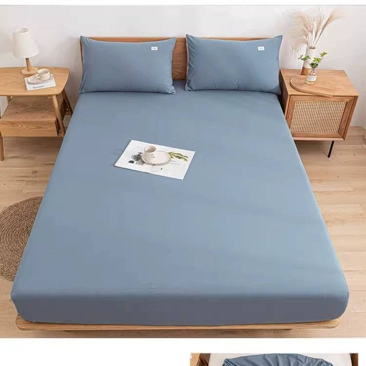 Saia de cama 100% algodão lavado - Lençol com elástico e bolso profundo com proteção contra poeira (capa de colchão respirável para todos os tamanhos de cama)_voghion.com