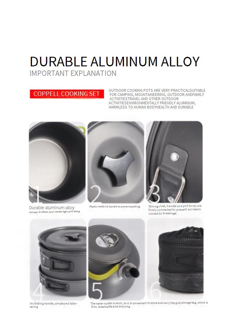 Camping-Kochgeschirrset für 5–6 Personen mit Teekanne – Antihaftbeschichtetes Topf- und Pfannenset für den Außenbereich für Picknicks und Wanderungen – tragbar und leicht_voghion.com