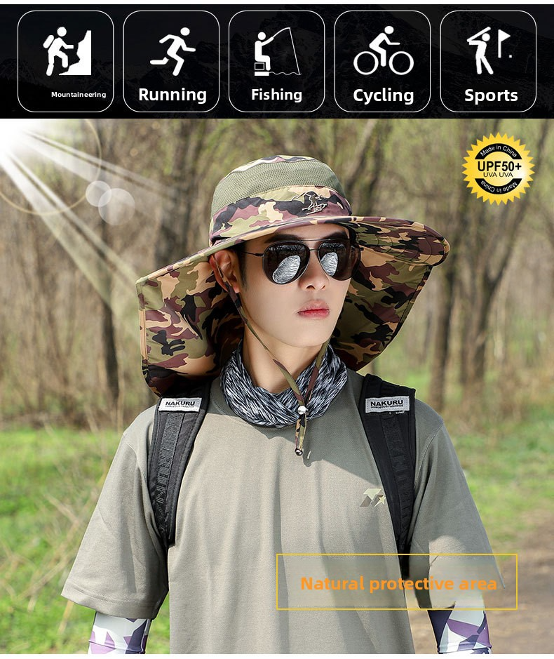 Cappello da sole traspirante da uomo per lavoro e trekking all'aperto - Protezione UV UPF 50+ con ventilazione in rete_voghion.com