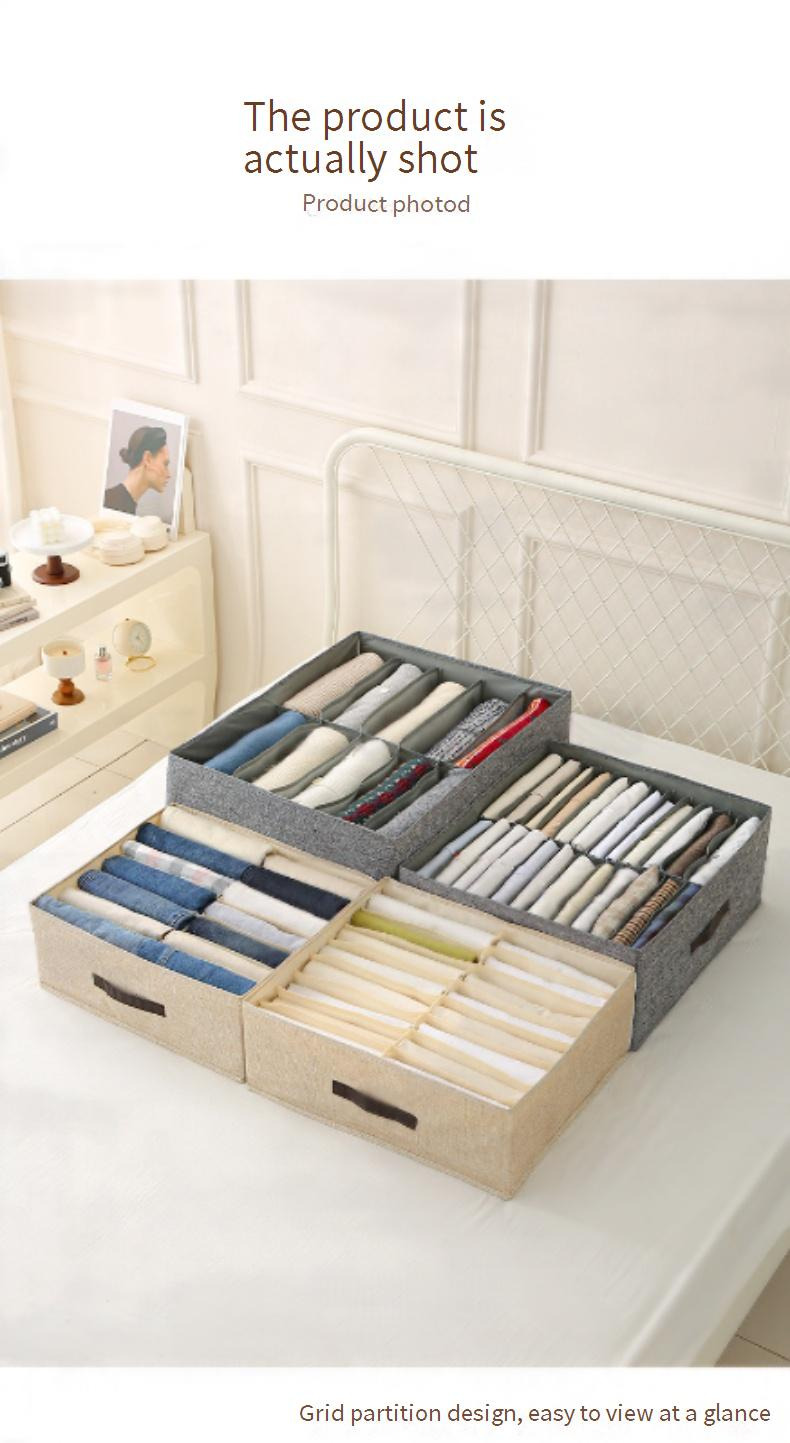 Foldable Clothes Storage Box With Double Compartments - Drawer Organizer For Underwear Socks & Pants Dustproof & Space-Saving_voghion.com