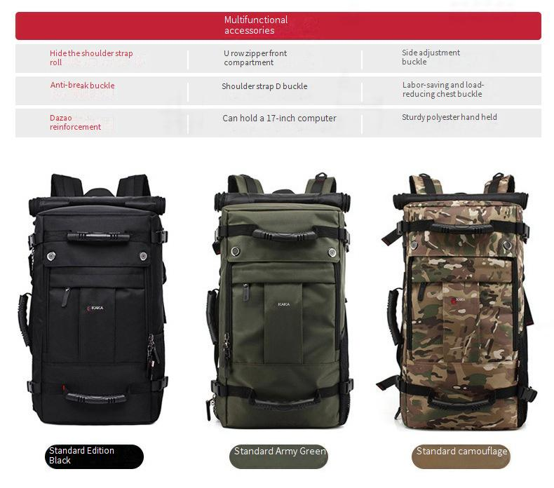 Large Capacity Backpack Men's Travel Bag Leisure Backpack Three Purpose Student Mountaineering Bag With Lock Waterproof Backpack_voghion.com