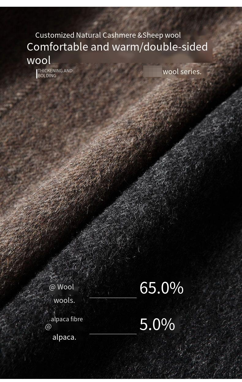 Men's Oversized Wool Blend Coat With Double Breasted Closure, Longline Relaxed Fit Overcoat For Winter, Mid-Length Casual Trench Coat In Khaki Grey_voghion.com