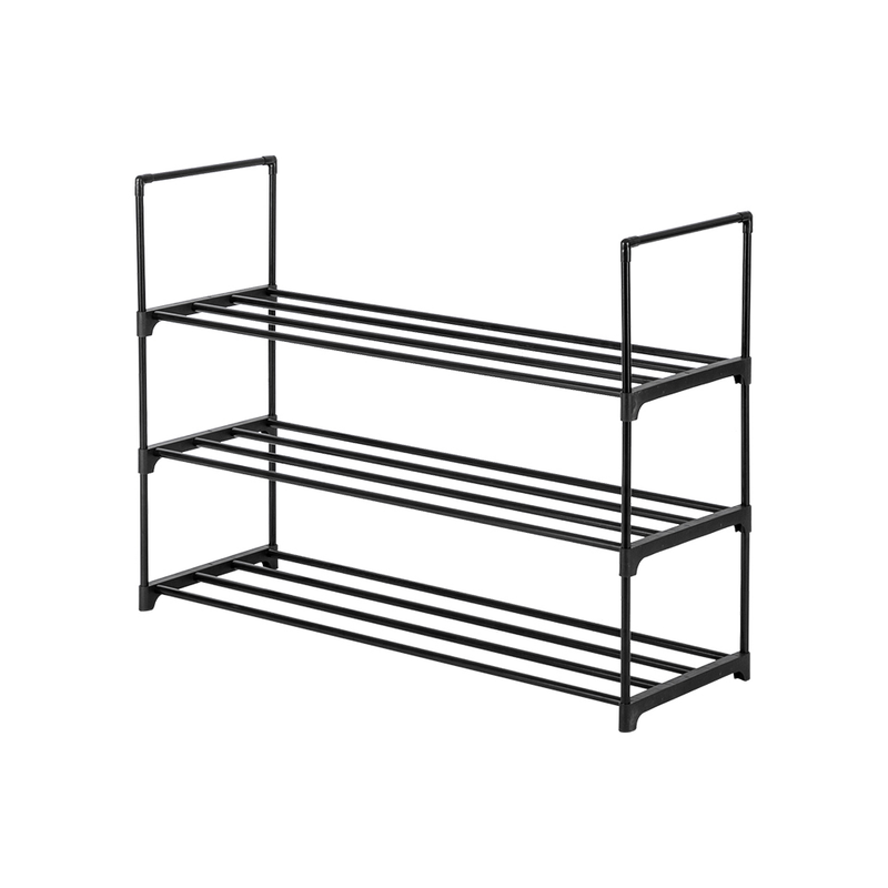 Étagère à chaussures à 3 niveaux, organiseur de rangement pour chambre, entrée, couloir et placard, couleur noire_voghion.com