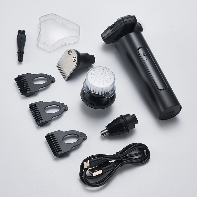 Multi-Function Electric Shaver For Men – 3D Floating Heads, 2H Runtime, Type-C Fast Charge, Waterproof & LED Display (Gunmetal/Gradient Gray/White)_voghion.com
