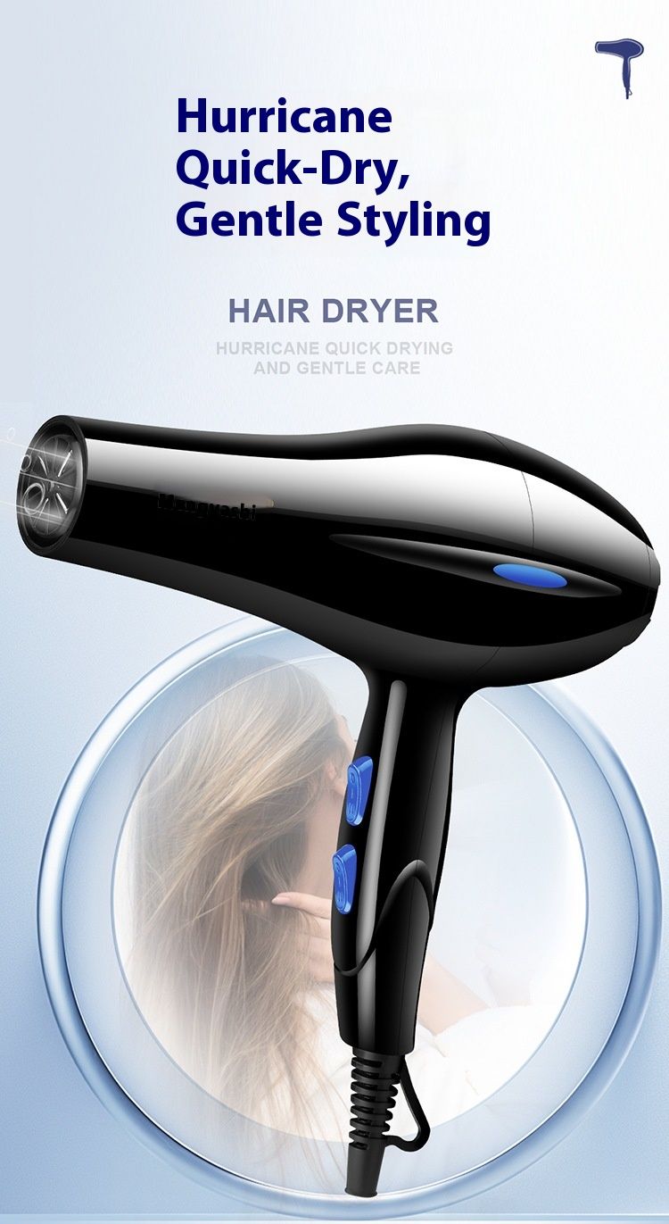 750W Compact Hair Dryer With Dual Nozzles (Concentrator & Diffuser) - Lightweight Travel Blow Dryer For Home & Hotels, 2 Heat/Cool Settings_voghion.com